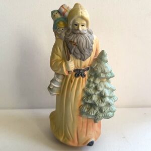 Vtg Old World Santa Father Christmas Music Box Rotating Figurine Plays 12 Days